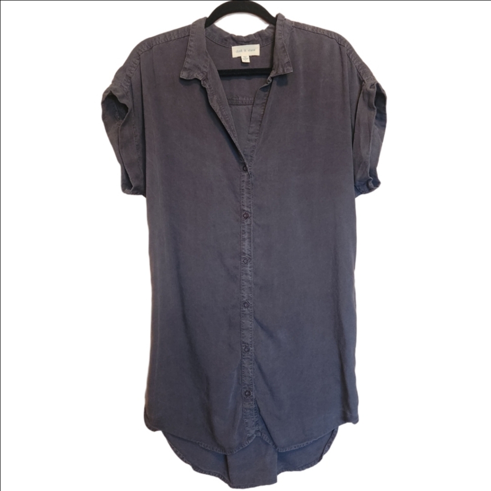 ANTHROPOLOGIE CLOTH & STONE SHORT SLEEVE BUTTON DOWN SHIRT DRESS SIZE LARGE